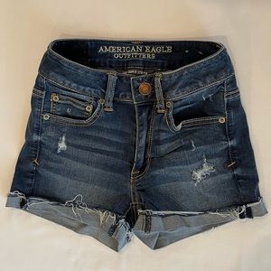 American Eagle High Rise Shortie Super Stretch Jean Shorts | Size: 00